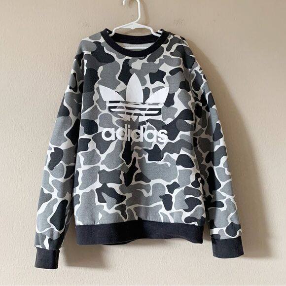 Adidas Boys Camo Trefoil Crewneck Sweatshirt - Picture 2 of 5